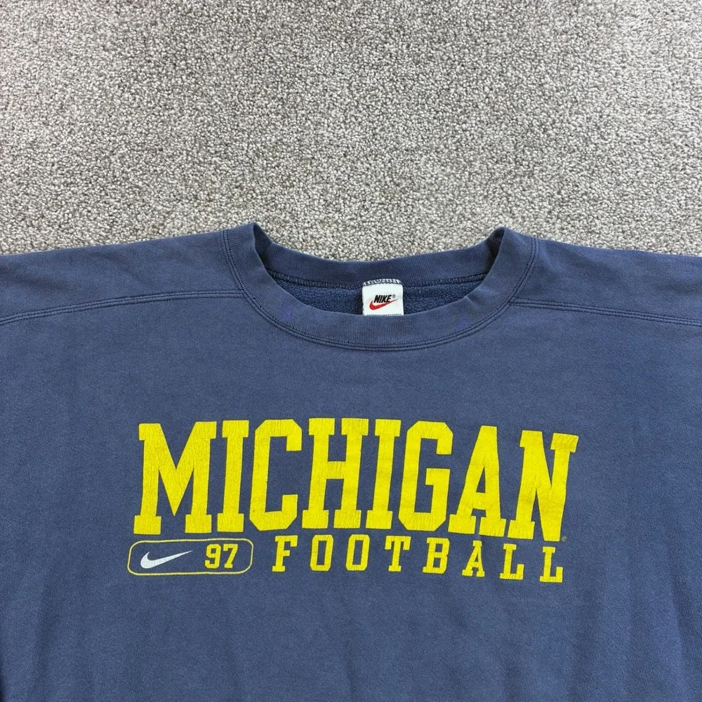 Vintage Nike Michigan Wolverines Football Sweatshirt Mens 2XL Blue Cotton USA